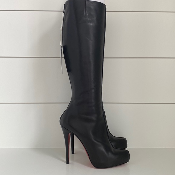 Christian Louboutin Black Leather Alta Ariella Knee High Boots 40 - Picture 2 of 12